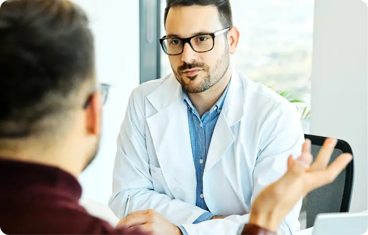 Consultation in a modern setting.